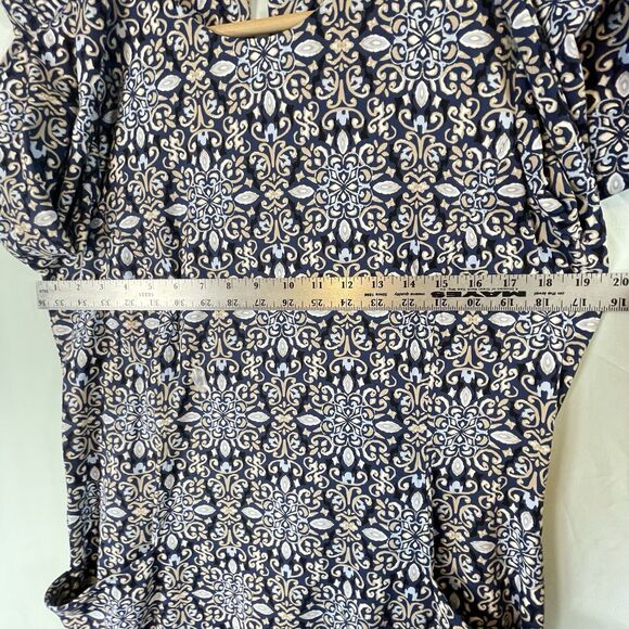 J McLaughlin Catalina Cloth Dress Knee Length Pockets WOMENS SIZE XL Navy Blue - Picture 8 of 11
